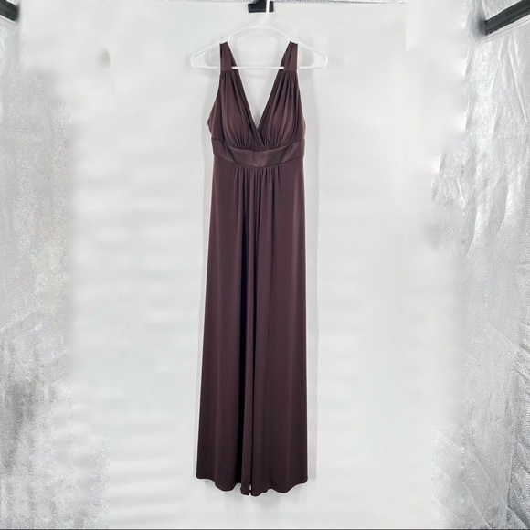 David’s Bridal bridesmaid dress full length V-neck style number F13095 size 4 - Picture 3 of 9